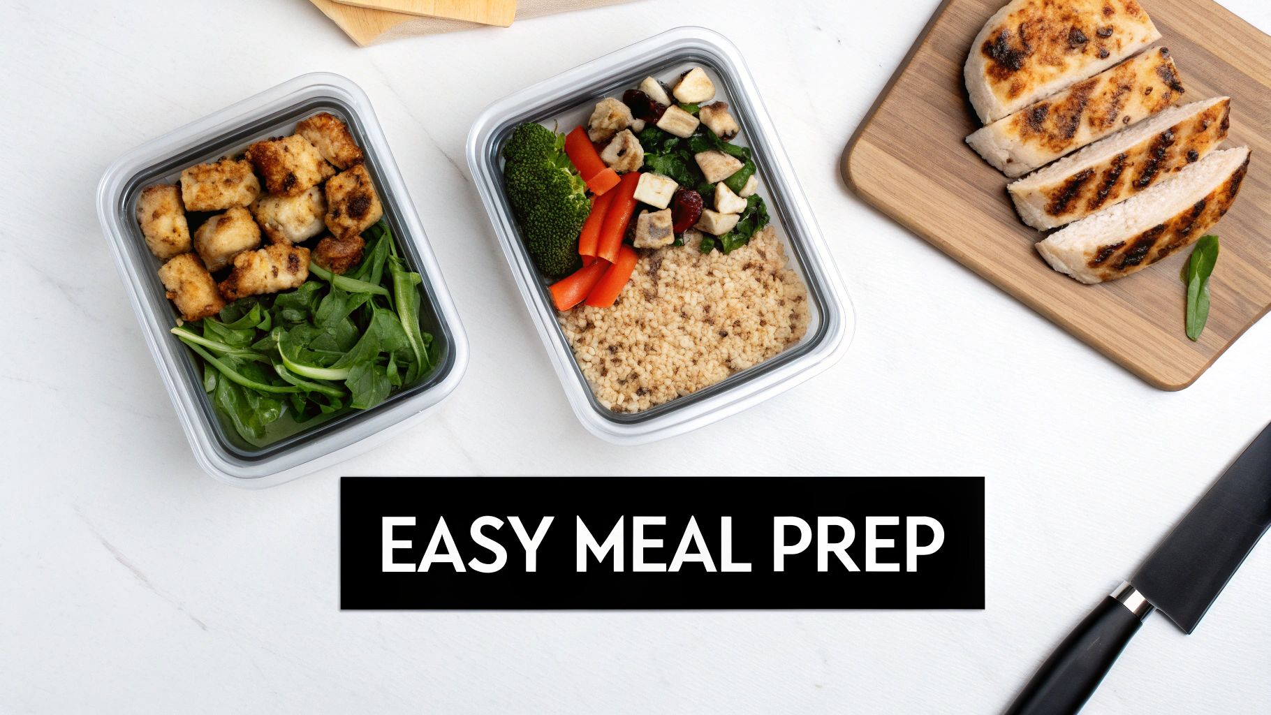 A person placing pre-chopped vegetables into glass containers for meal prep