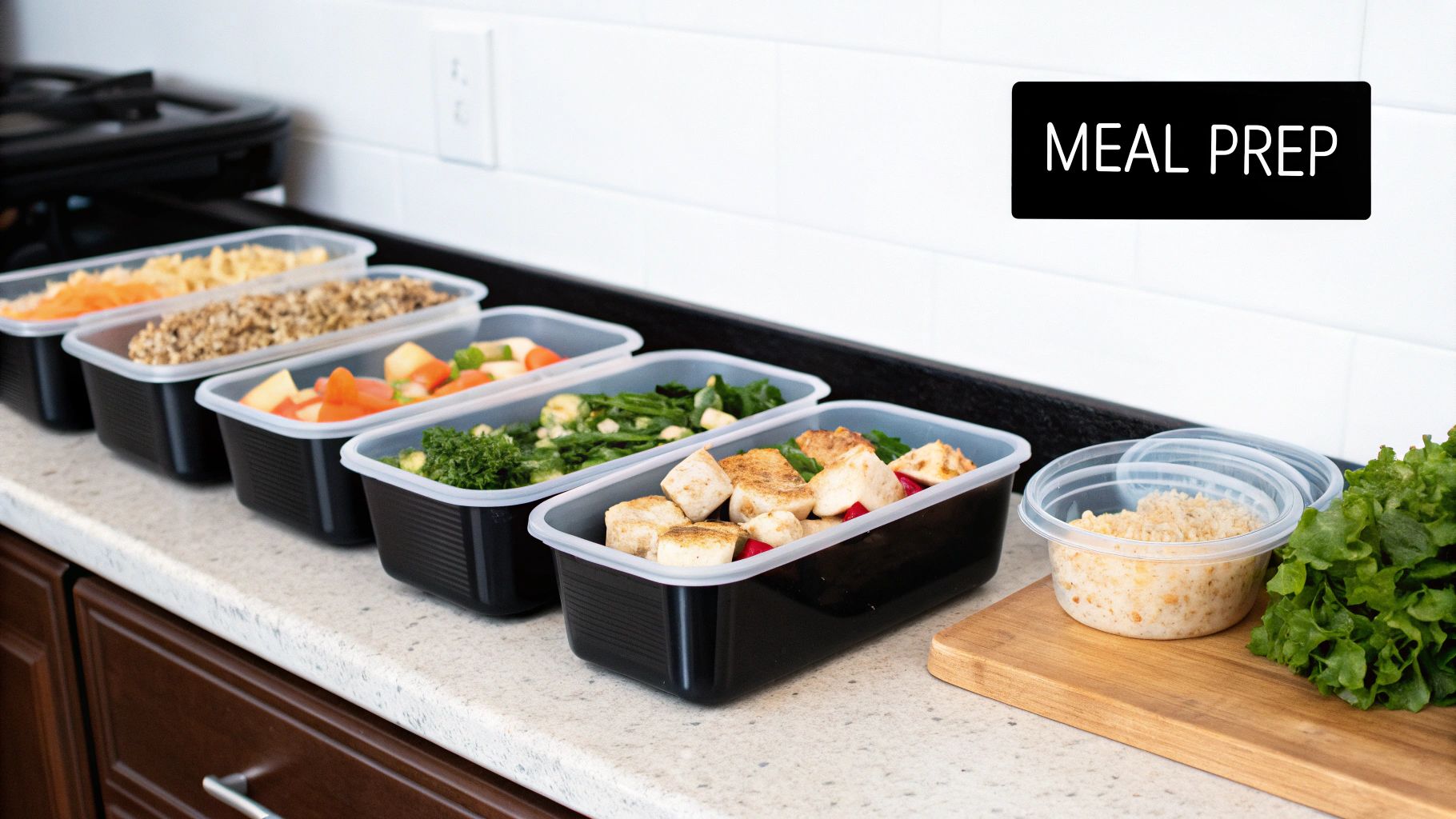 A plate of healthy food including chicken, quinoa, and vegetables, representing a personalized meal plan