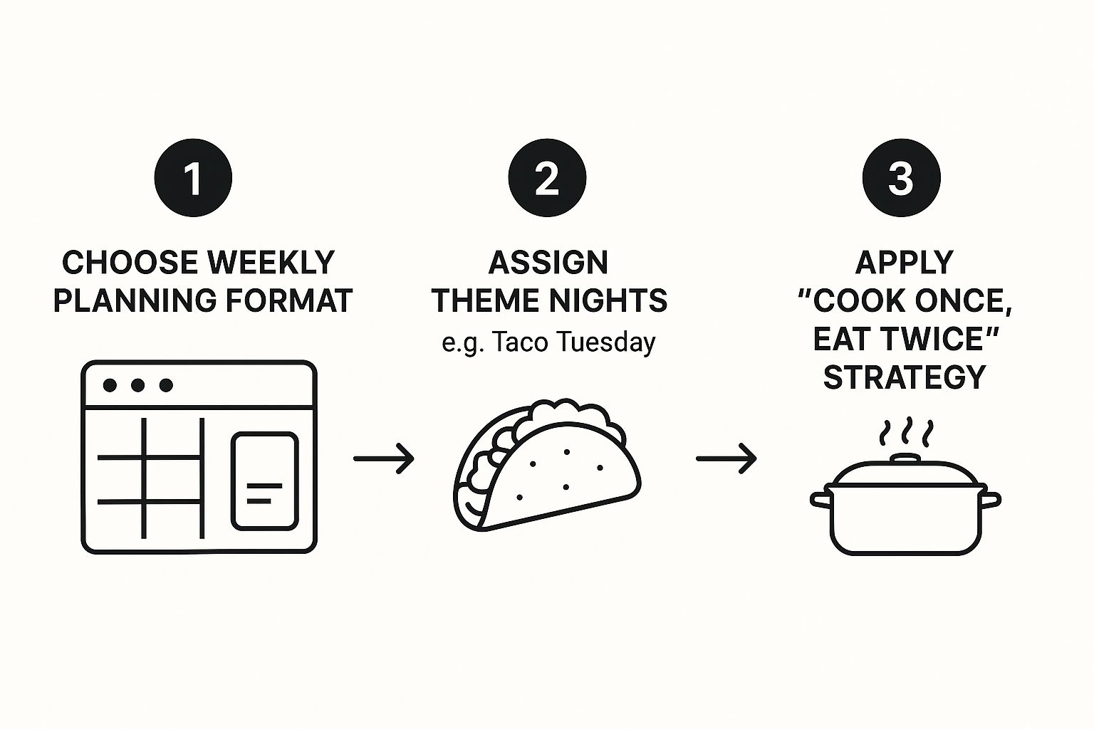 Infographic about easy meal planning for families