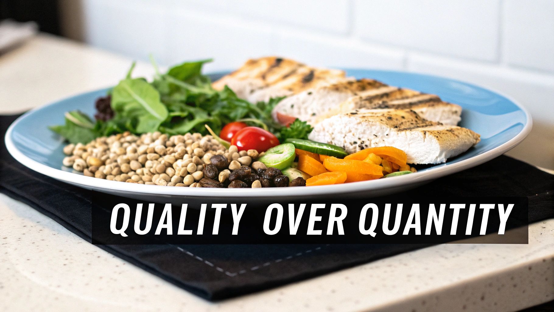 A colorful bowl of salad with grilled chicken and fresh vegetables.