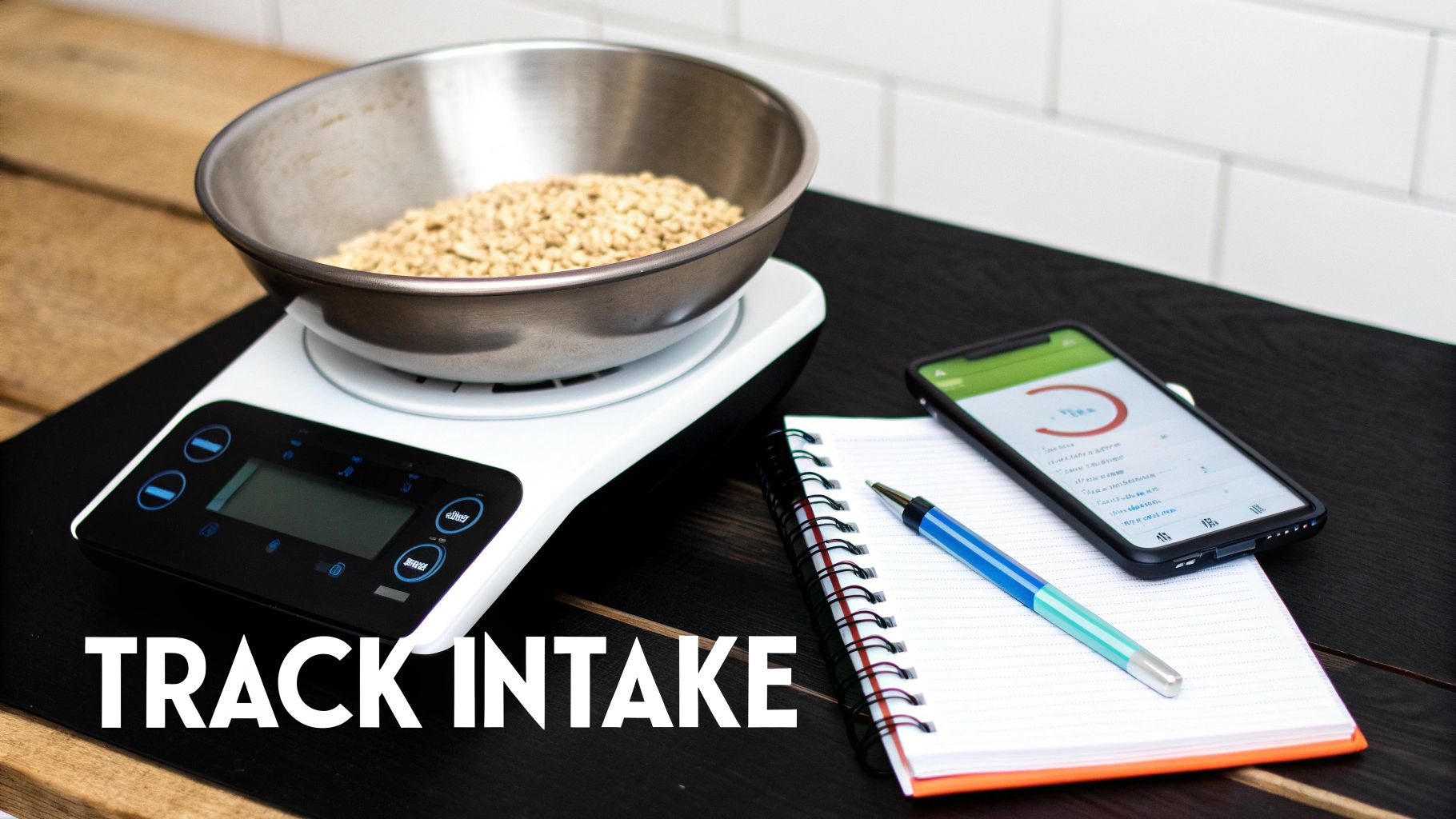 A person using a food scale to weigh ingredients for a meal, emphasizing accuracy.