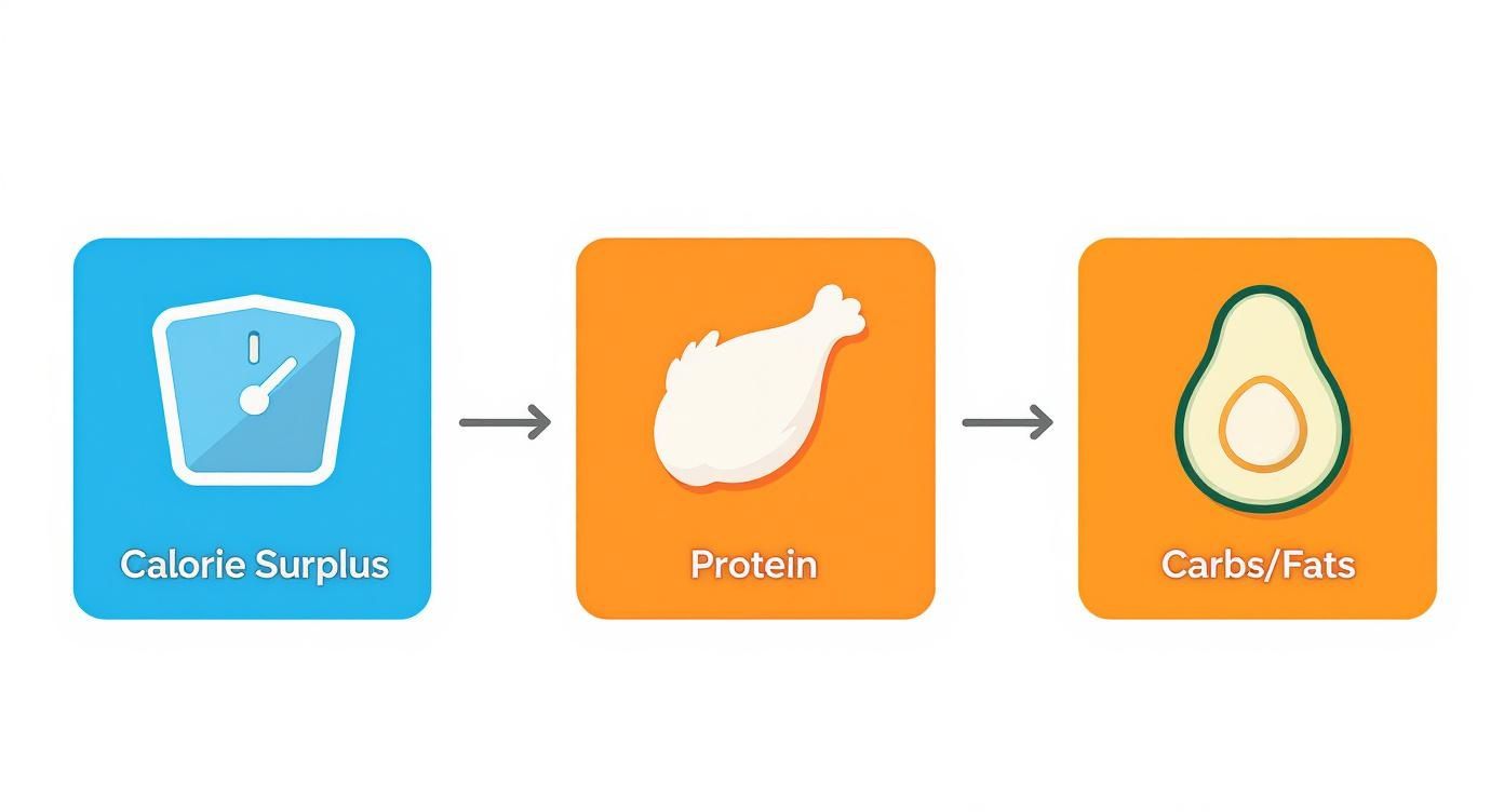 Infographic about weekly meal plan for muscle gain