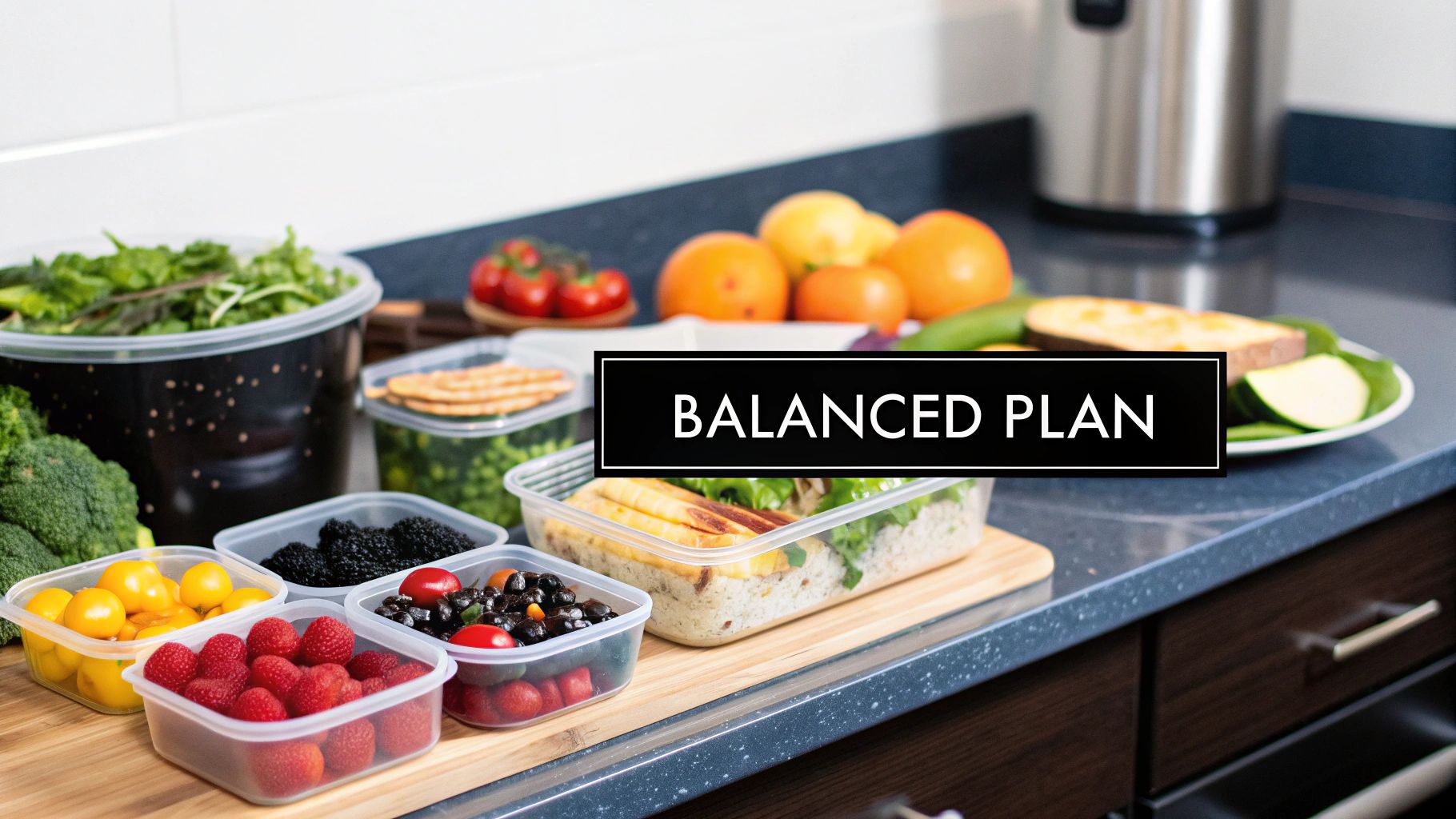 A person preparing a healthy Mediterranean-style meal in a modern kitchen, showcasing fresh vegetables and lean protein.