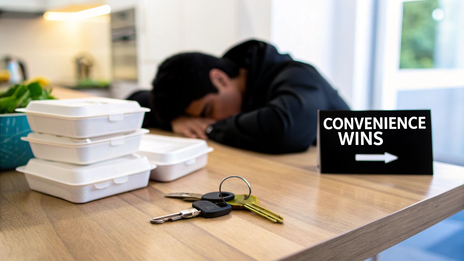 A person looking thoughtfully at a restaurant menu.