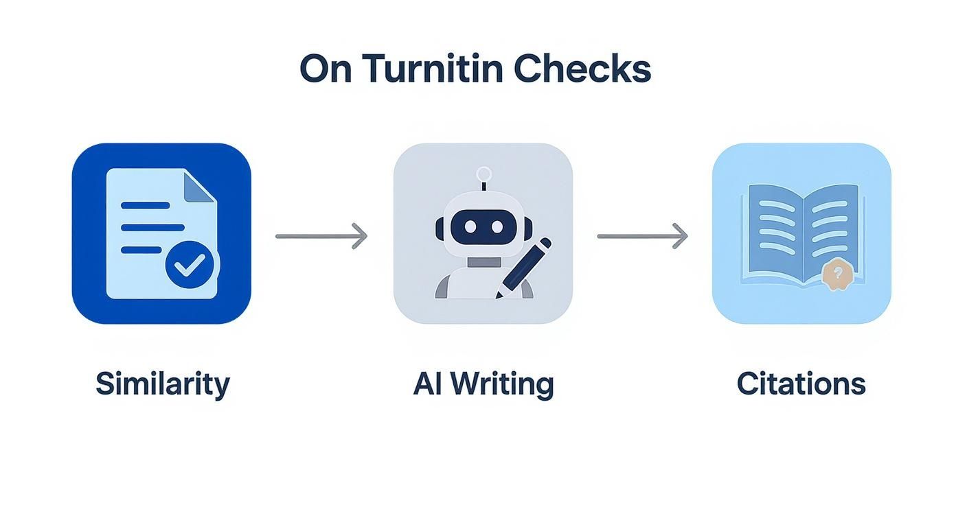 Infographic about what does turnitin check for