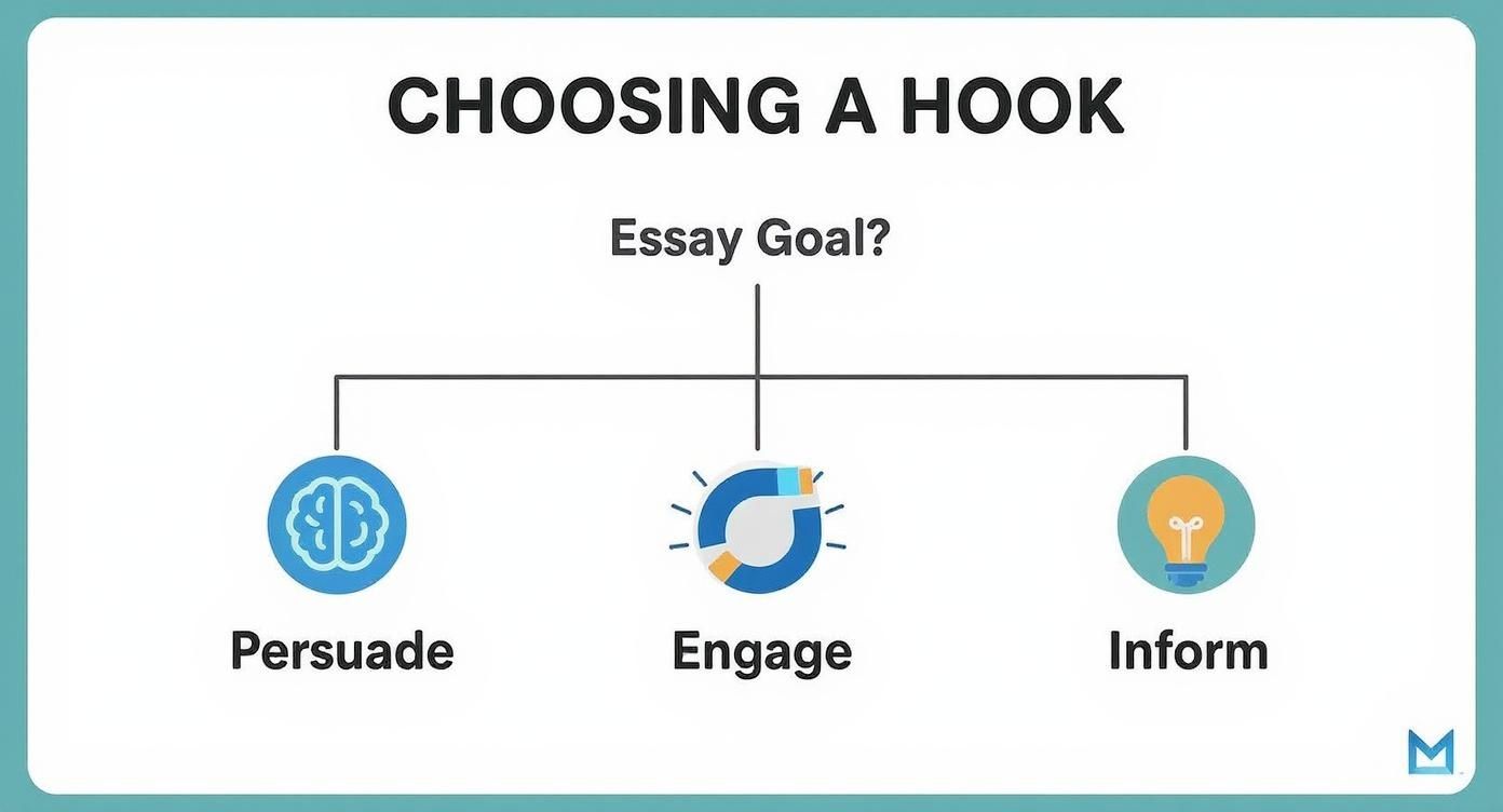 Infographic about how to write a hook for an essay