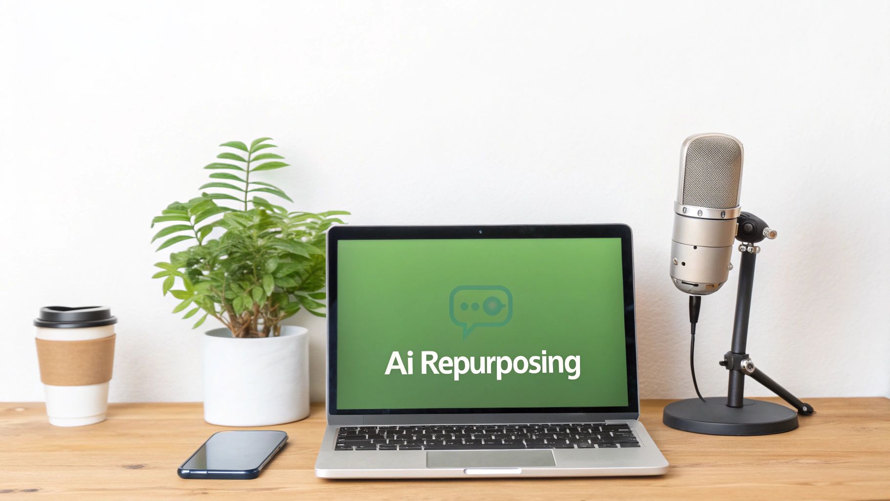 A graphic showing AI-powered gears and icons representing different content formats, illustrating intelligent automation.