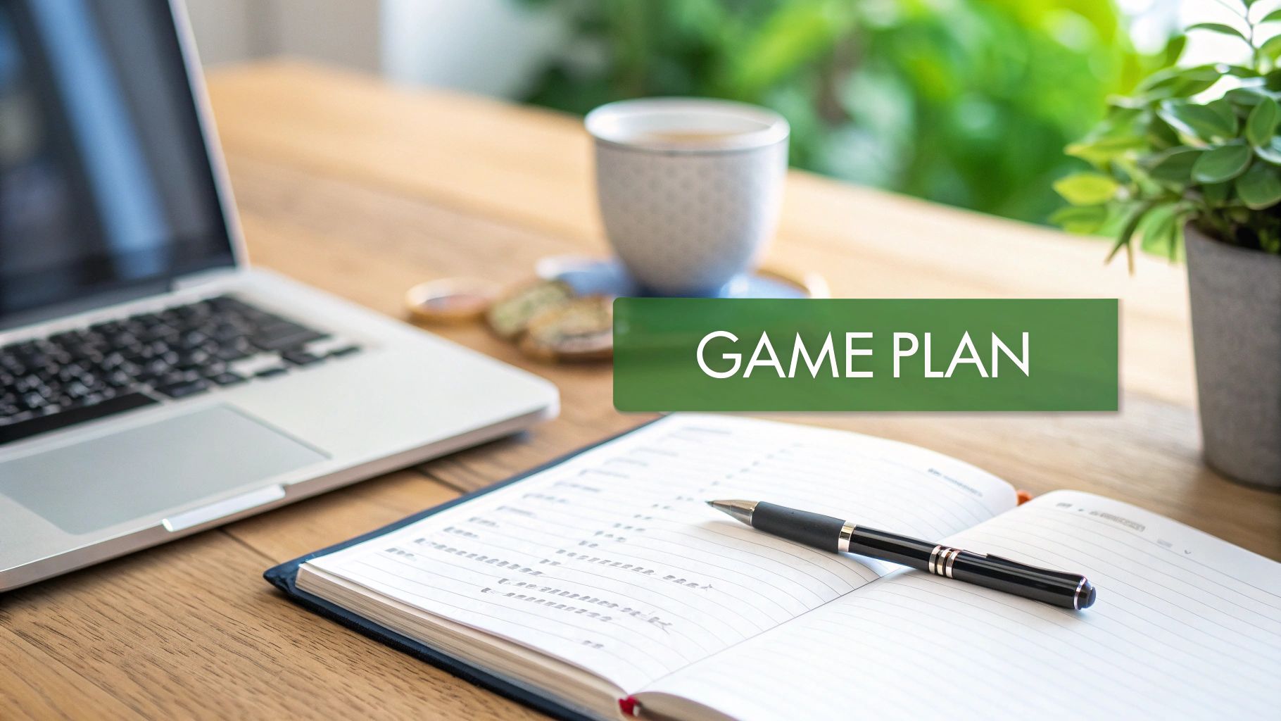 A student thoughtfully planning their personal statement at a desk with a laptop and notebook.