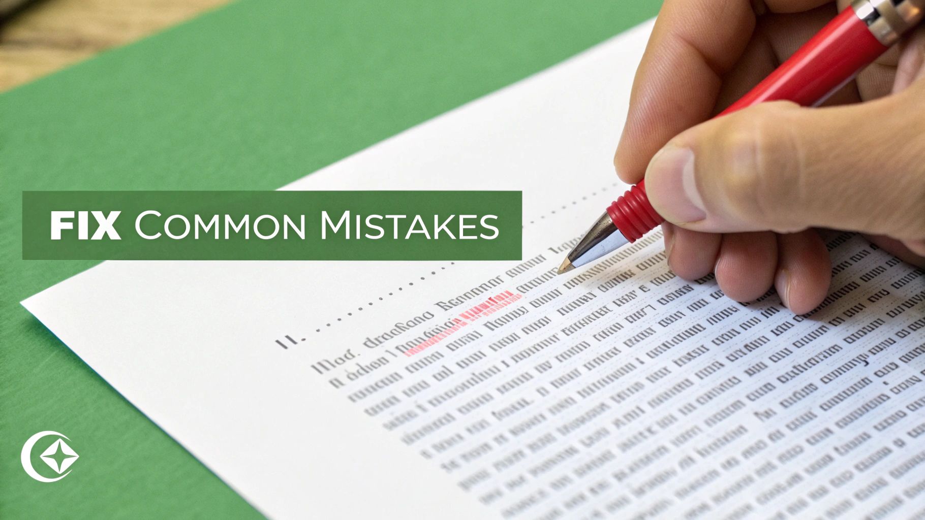 A person editing a document with red marks, symbolizing the revision process.