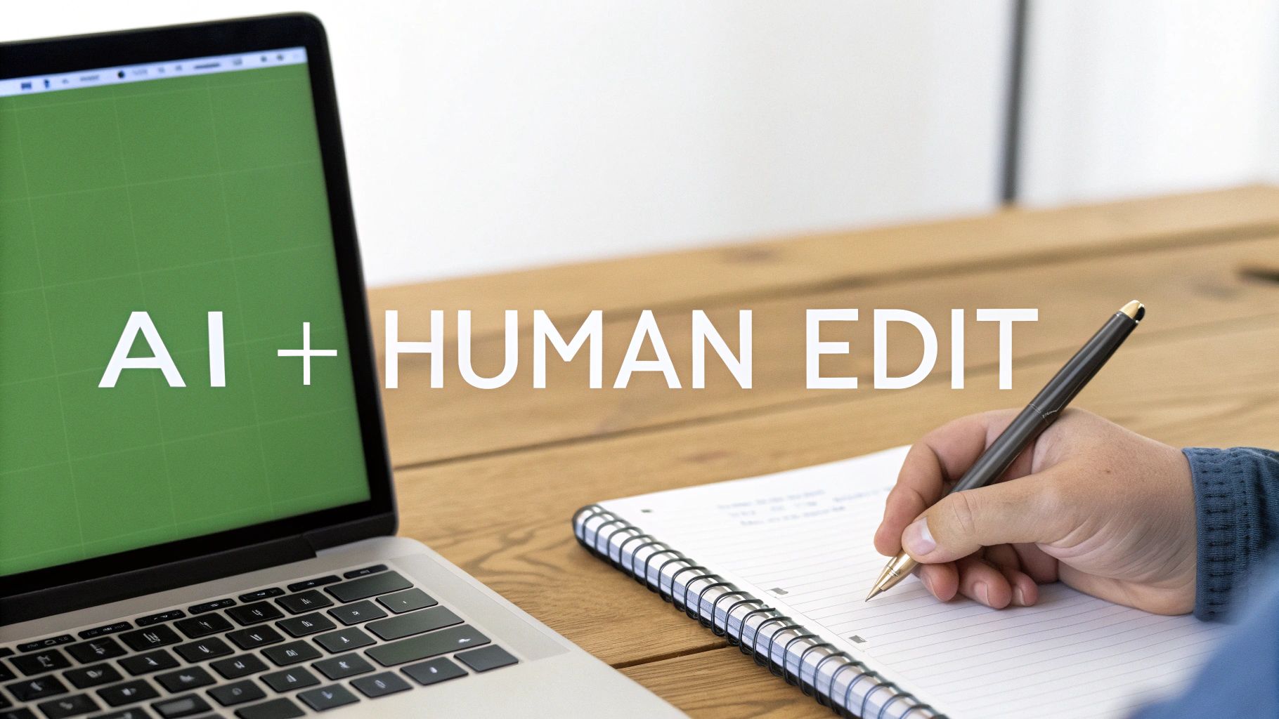 A person working on a laptop with glowing AI-themed graphics overlaid, representing the use of AI writing assistants.