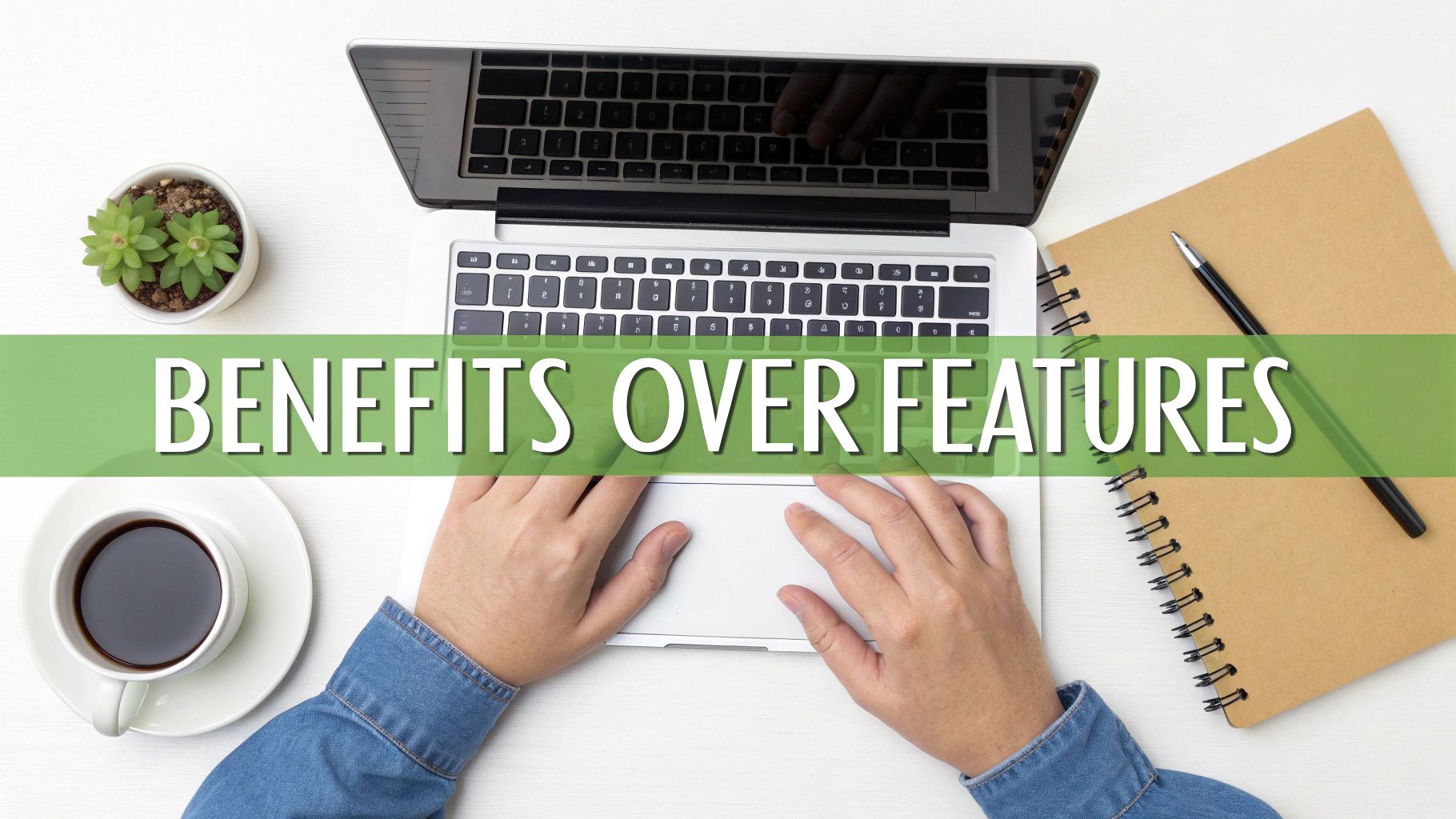 A person refining ad copy text on a large digital screen