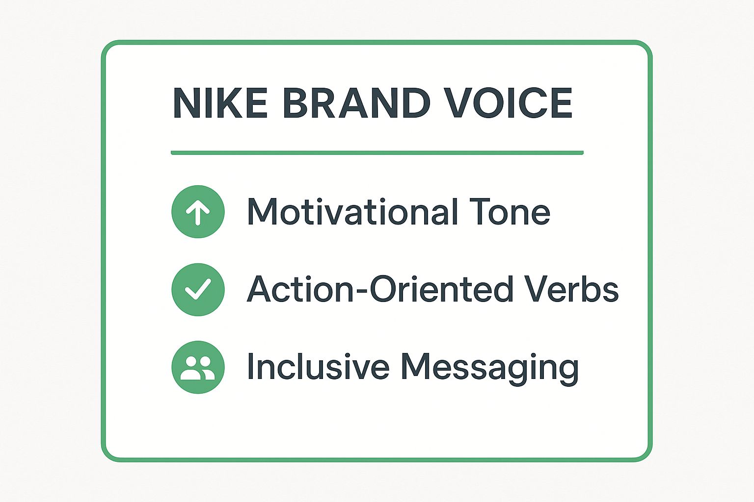 Infographic showing key data about Nike - Inspirational & Empowering