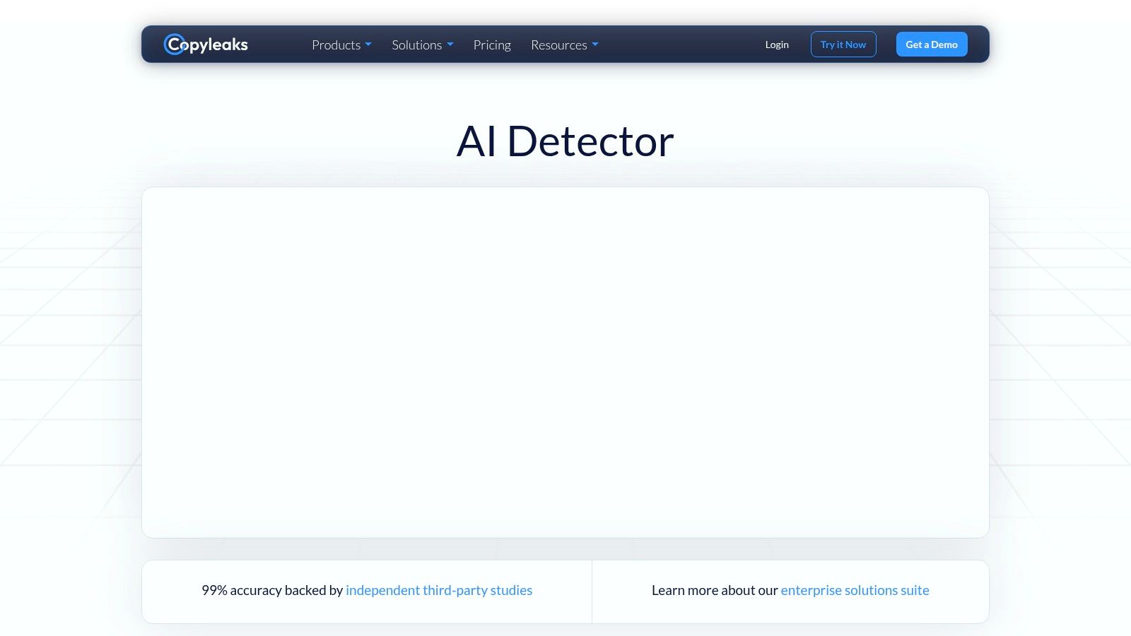 Copyleaks AI Content Detector showing a text input box and detection results.