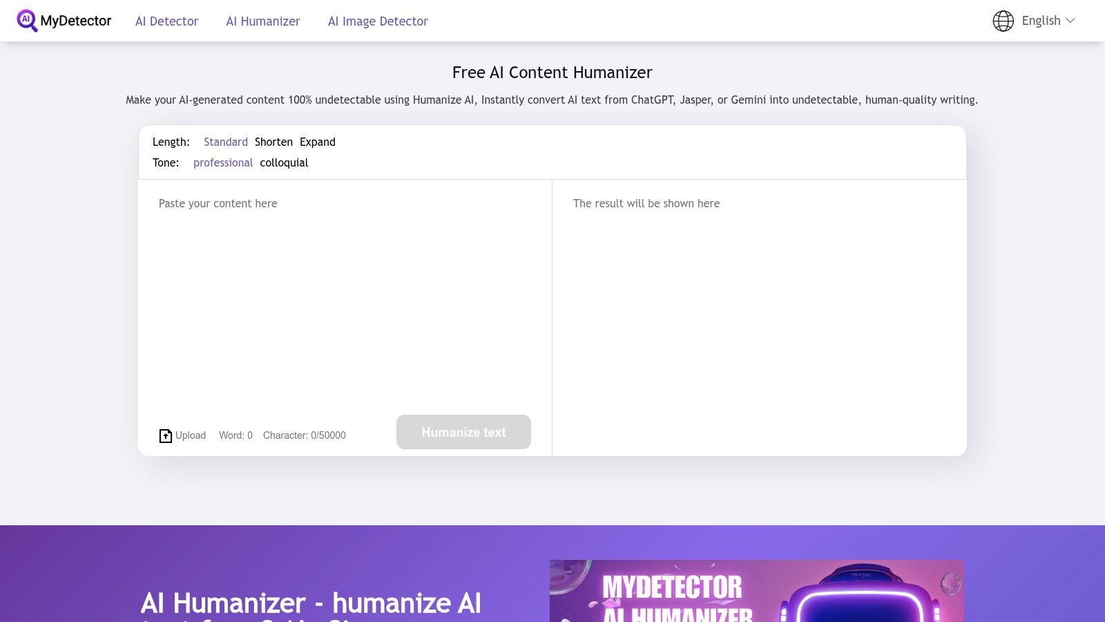 MyDetector's AI Humanizer