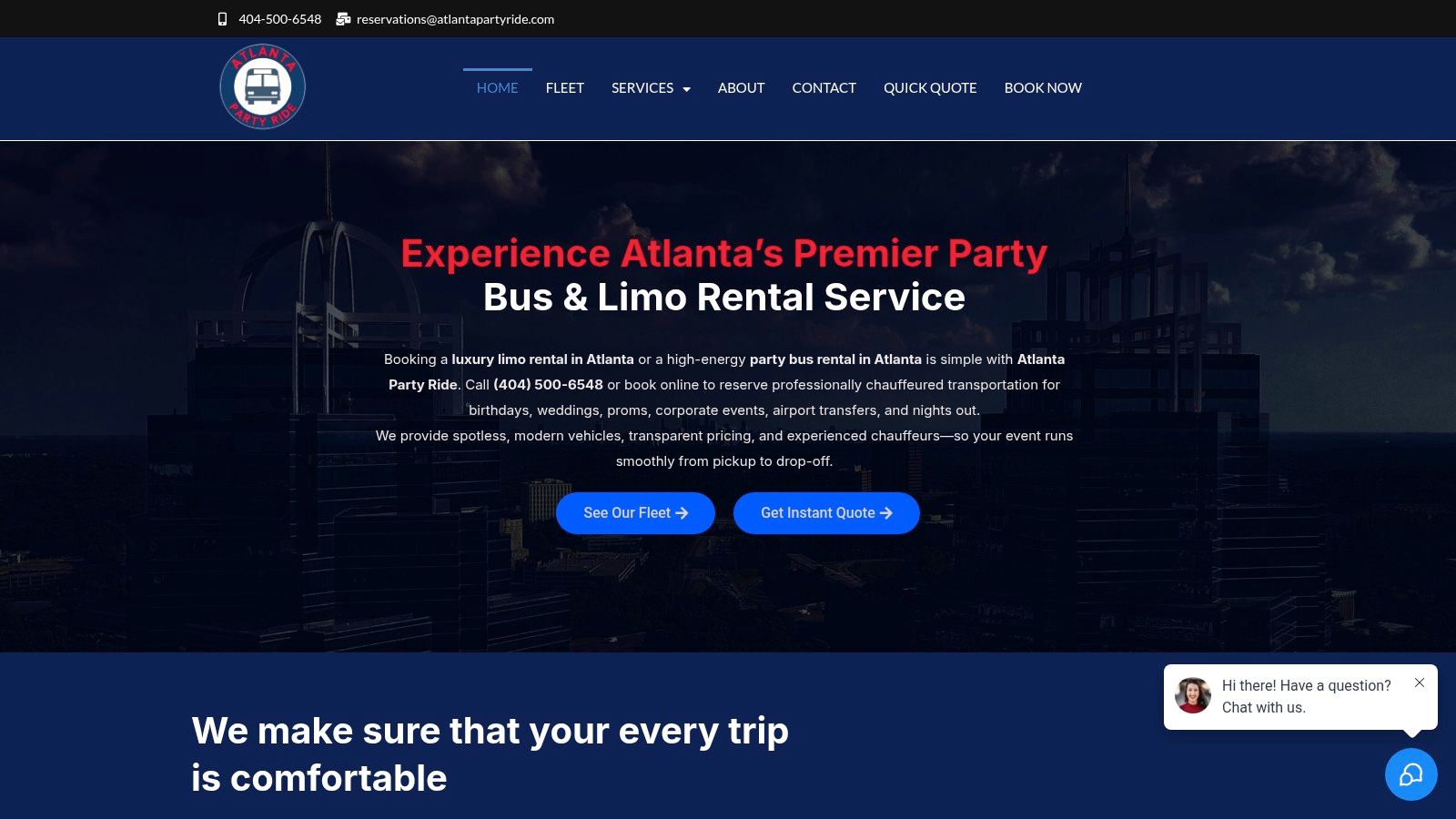 A luxury party bus interior with colorful lighting, perfect for bachelor party ideas in Atlanta.