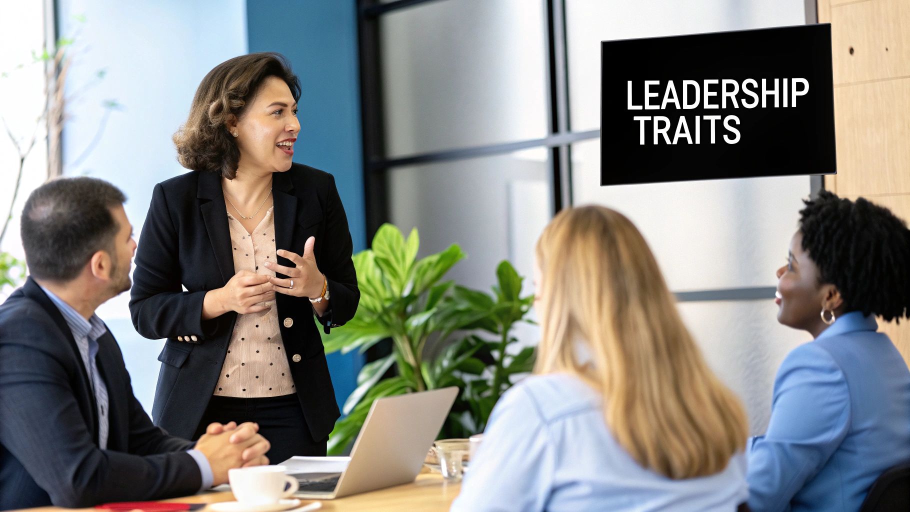 A person at a desk with a laptop and a to-do list, symbolizing product management execution.