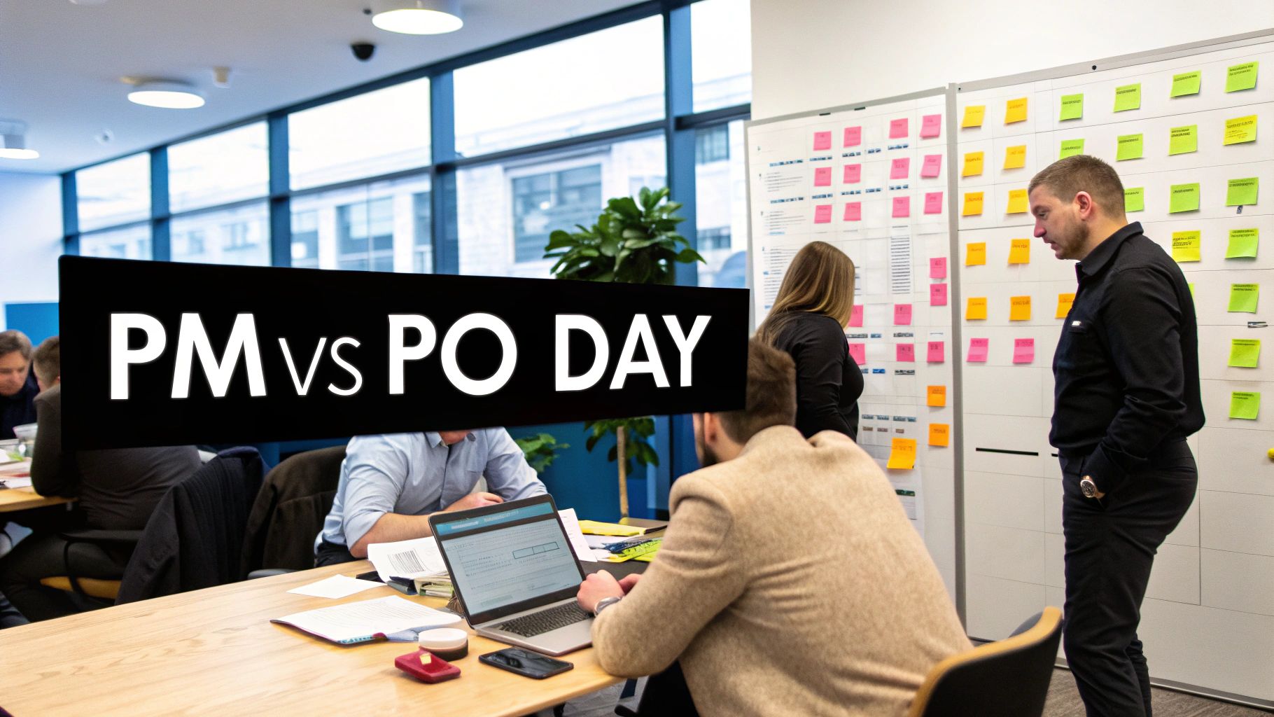 A calendar showing typical meetings for a Product Manager and a Product Owner