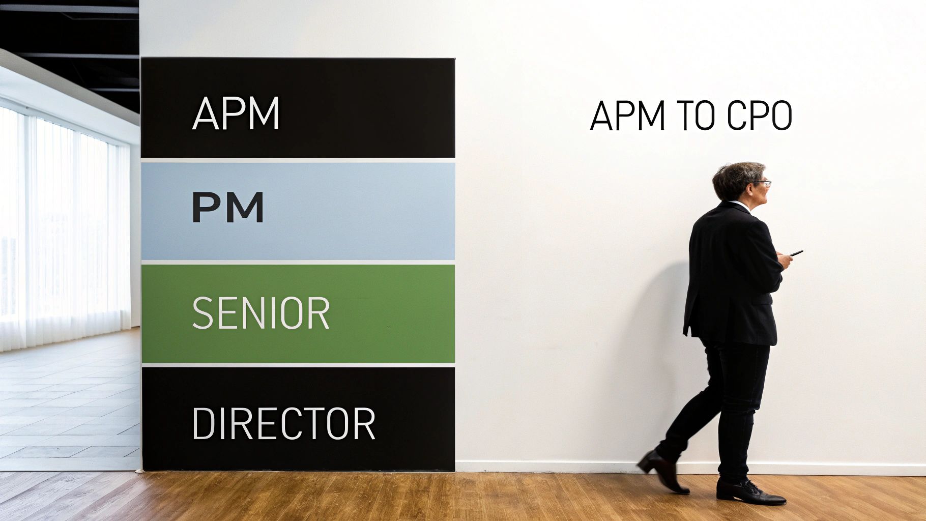 A visual representation of a career ladder, showing steps from entry-level to executive.