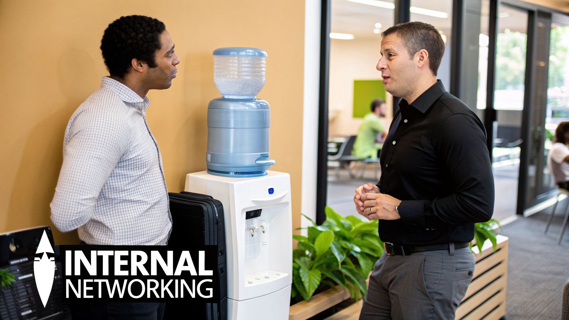 A person presenting a project to a group of engaged colleagues in a modern office setting, illustrating visibility.