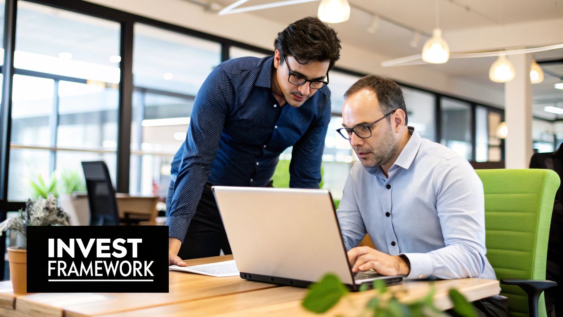 A team using sticky notes on a board to organize their workflow, representing the application of a framework like INVEST to their product backlog.