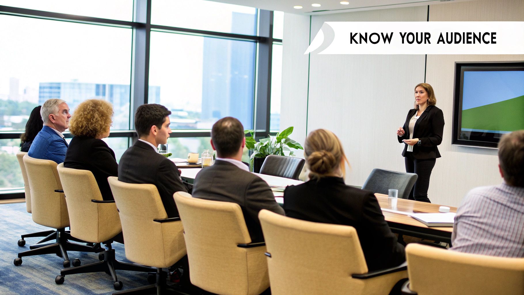 A group of diverse executives sitting around a conference table engaged in a serious discussion.