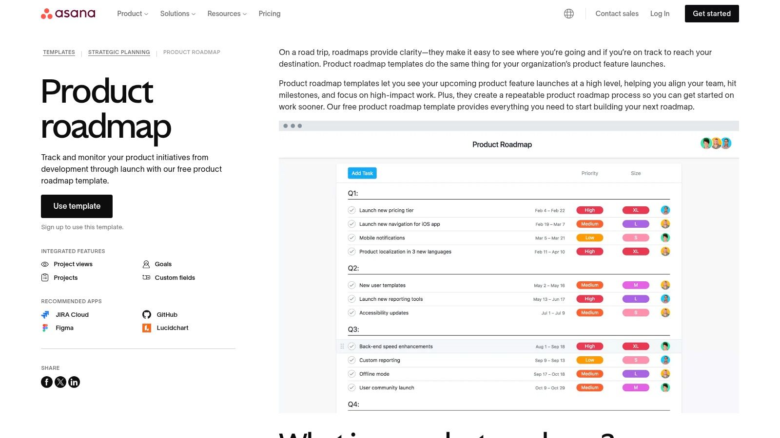 Asana – Free Product Roadmap Template