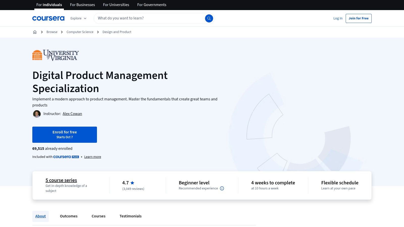 Coursera — University of Virginia (Darden) Digital Product Management Specialization