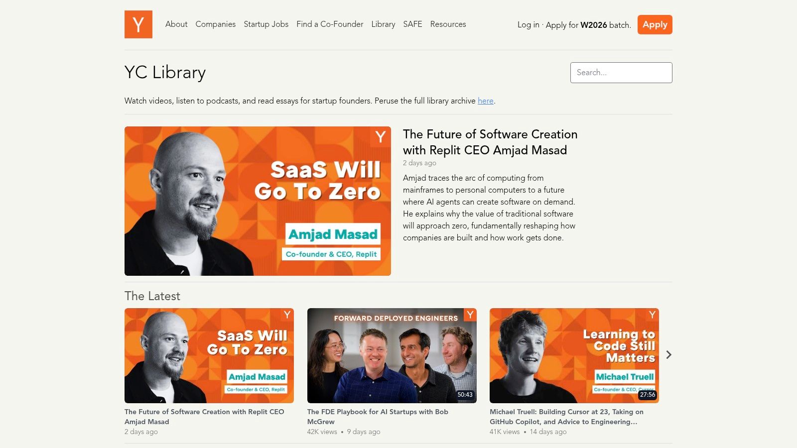 Y Combinator Startup Library