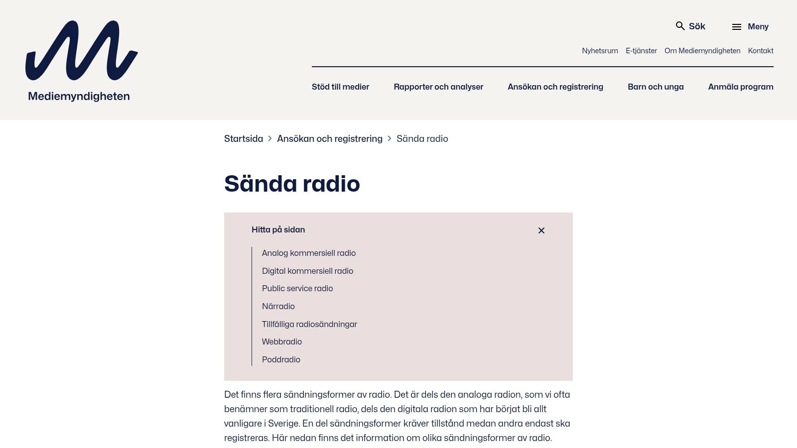 Mediemyndigheten – Sända radio