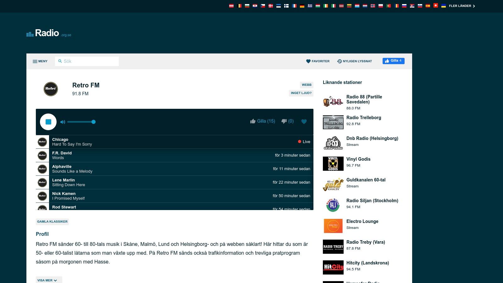 Radio.org.se – Retro FM (profil & direktlyssning)