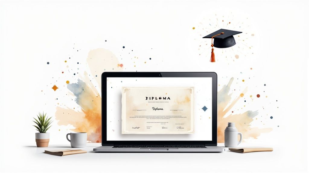 Nowoczesny program do robienia dyplomów na ekranie laptopa