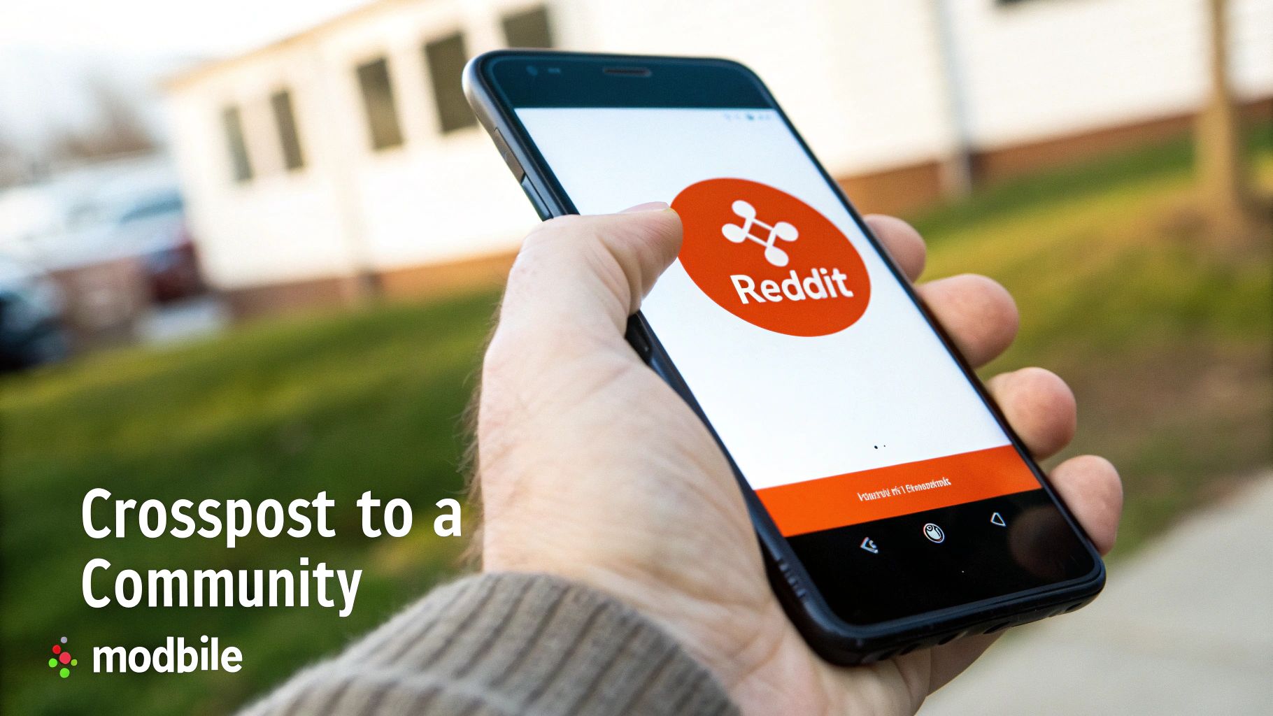 A screenshot of the Reddit mobile app interface showing the share menu with the 'Crosspost to a community' option highlighted.