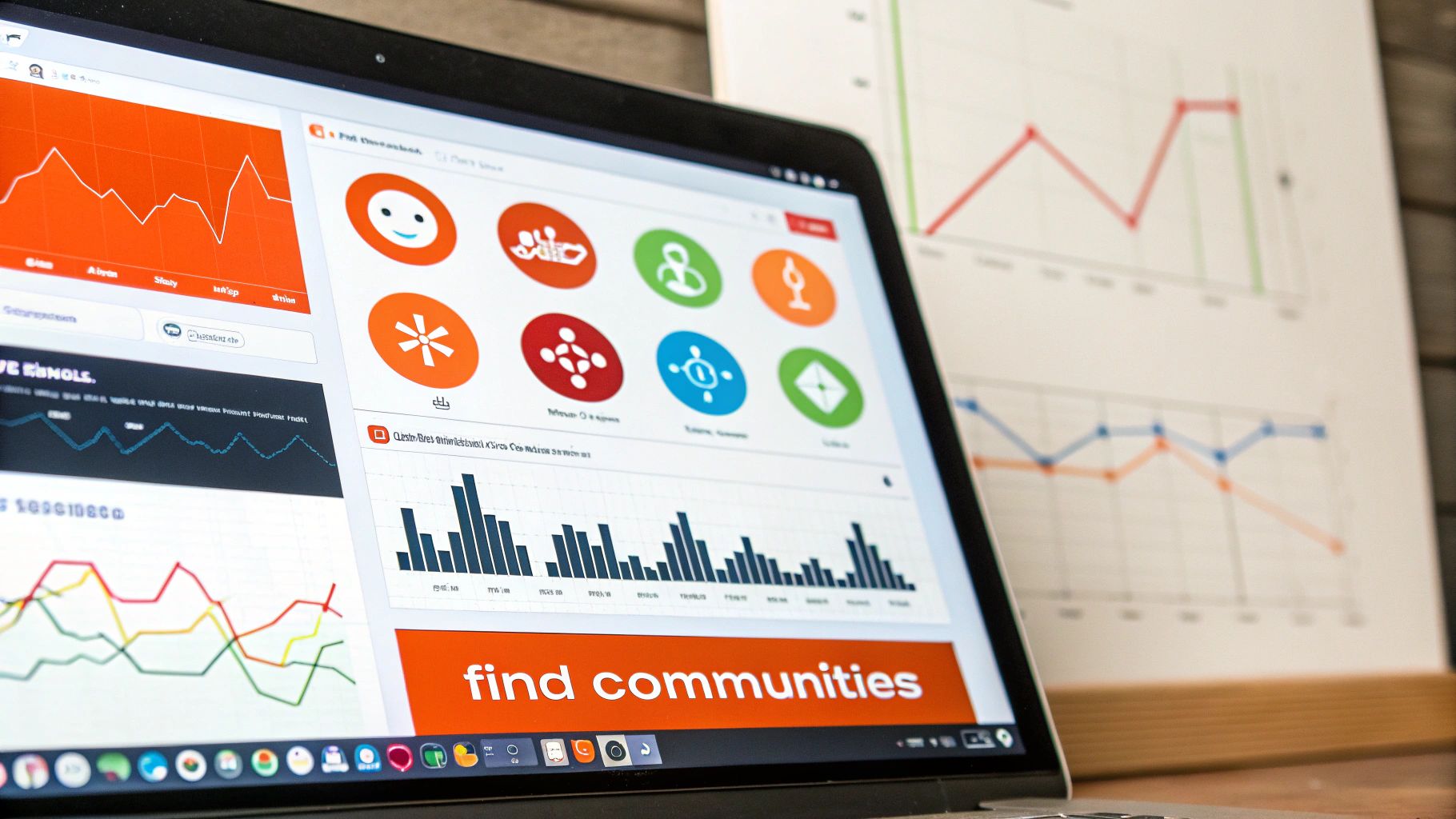 A person typing on a laptop with the Reddit alien logo visible on the screen