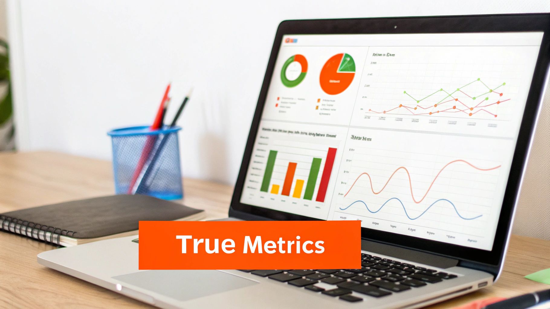 Data analytics dashboard showing various user engagement metrics, illustrating the quantitative side of product market fit validation.