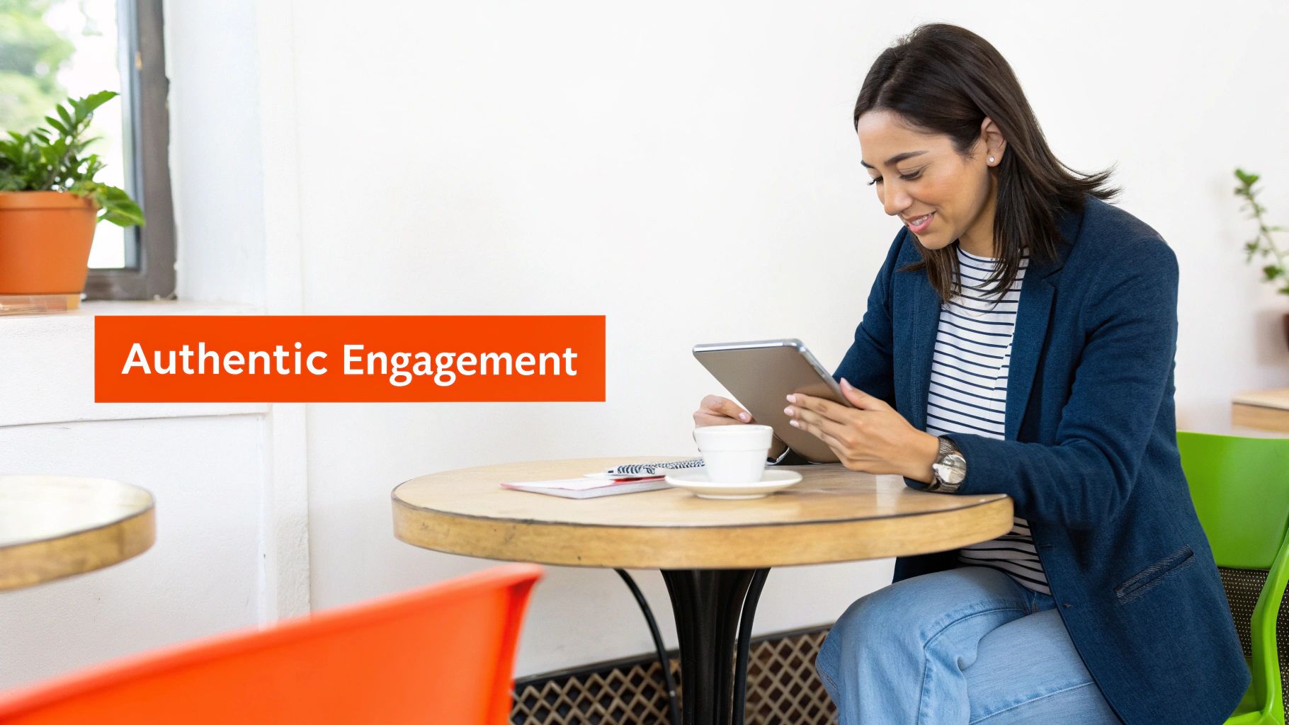 A group of diverse people sitting around a table having a lively, positive conversation, representing community engagement.