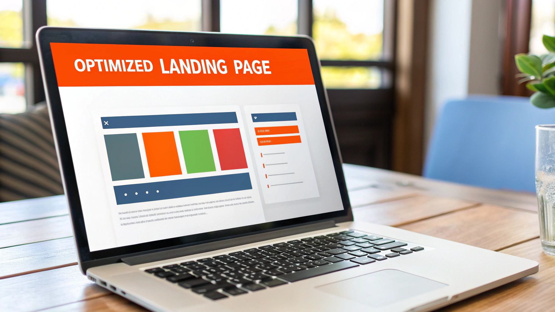 A person designing a high-converting landing page on a computer.