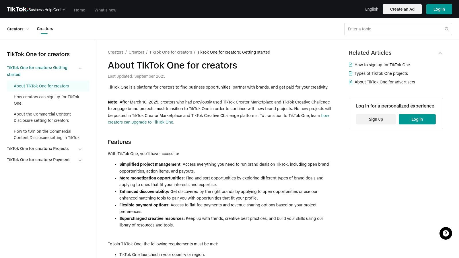 TikTok for creators (TikTok One + Creator rewards programs)