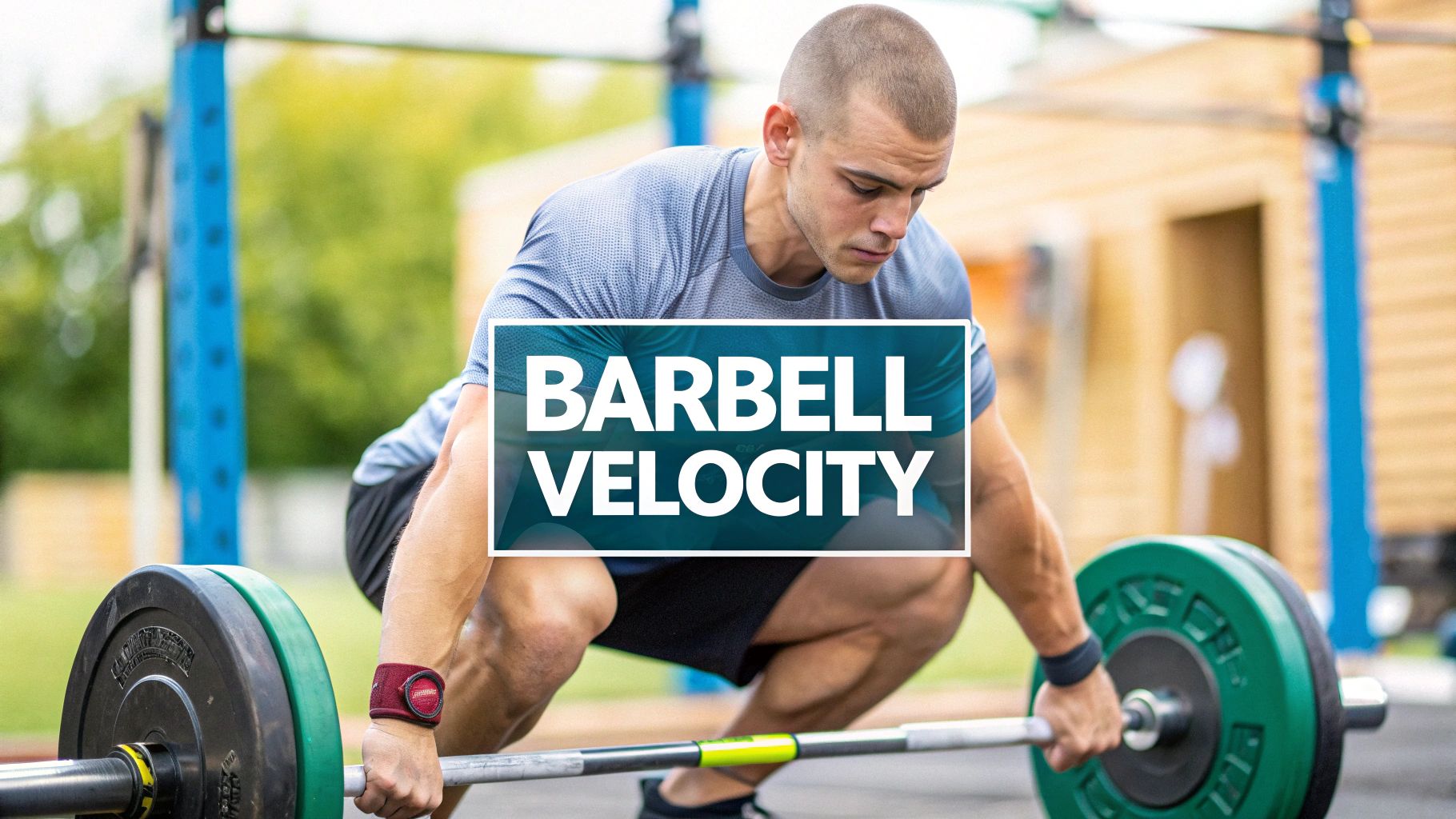 An athlete performing a loaded barbell squat jump to measure explosive power.