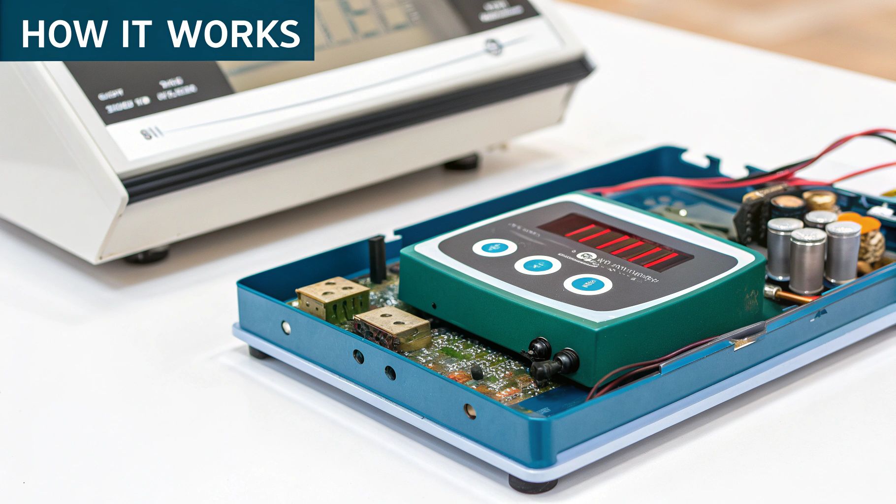 A close-up of a modern digital dynamometer, showing its sleek design and digital screen.