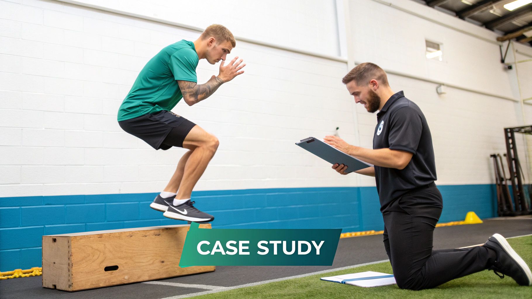 An athlete undergoes a movement analysis on a force plate.