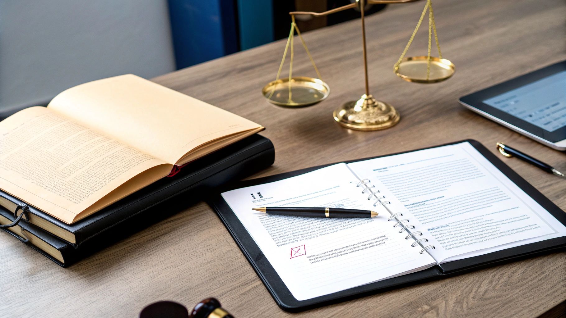 עורך דין מסביר מסמכים ללקוח במשרד