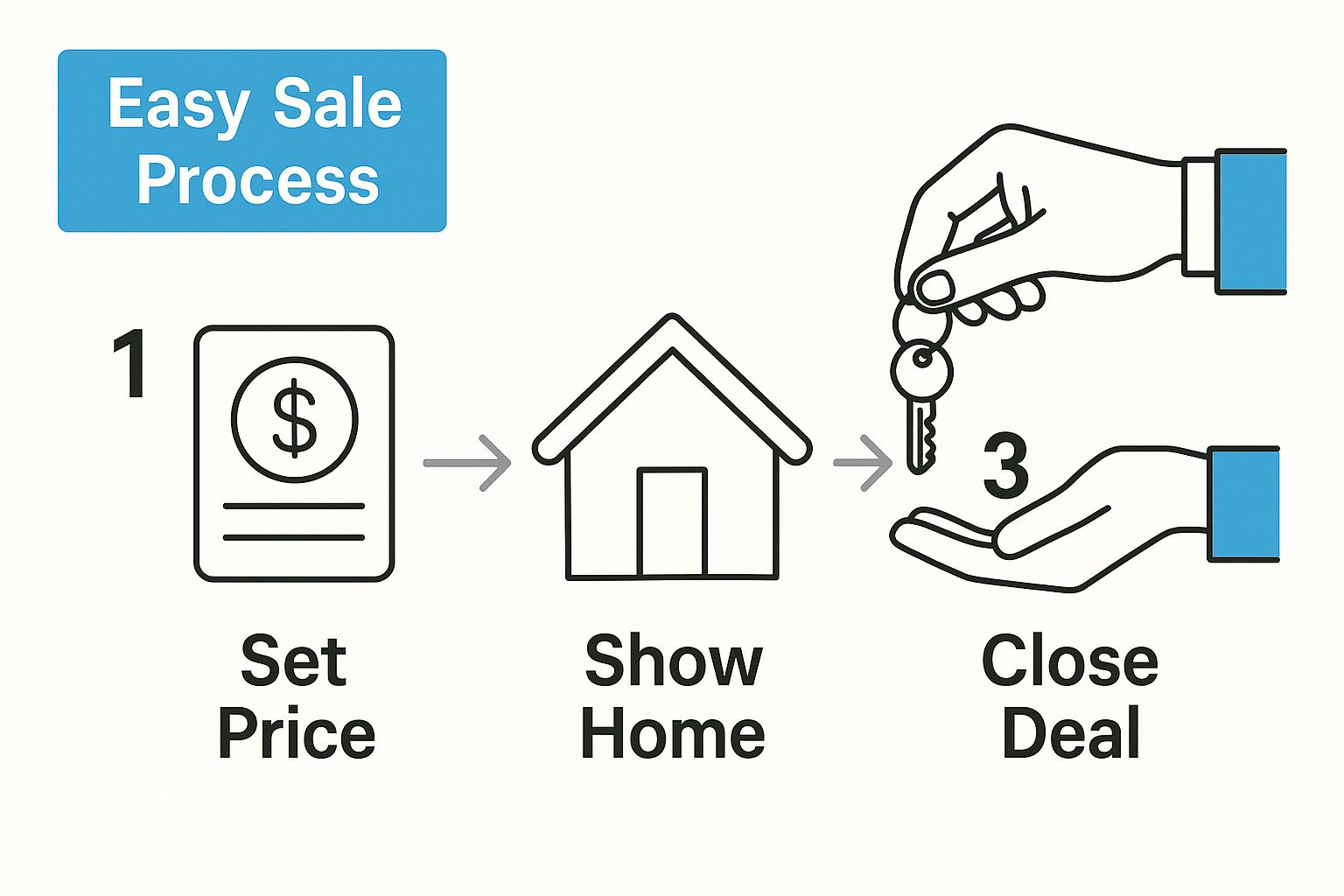 A simple four-step process for selling to a cash home buyer.
