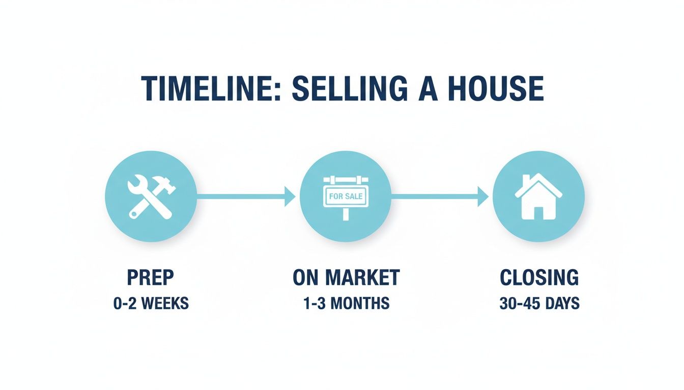 A timeline graphic showing the stages of selling a house