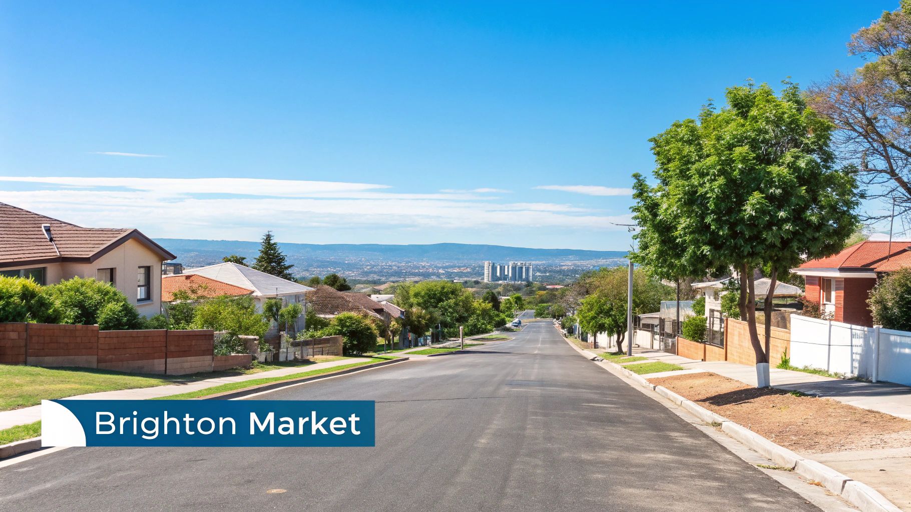 Brighton, PA neighborhood street with houses and trees.