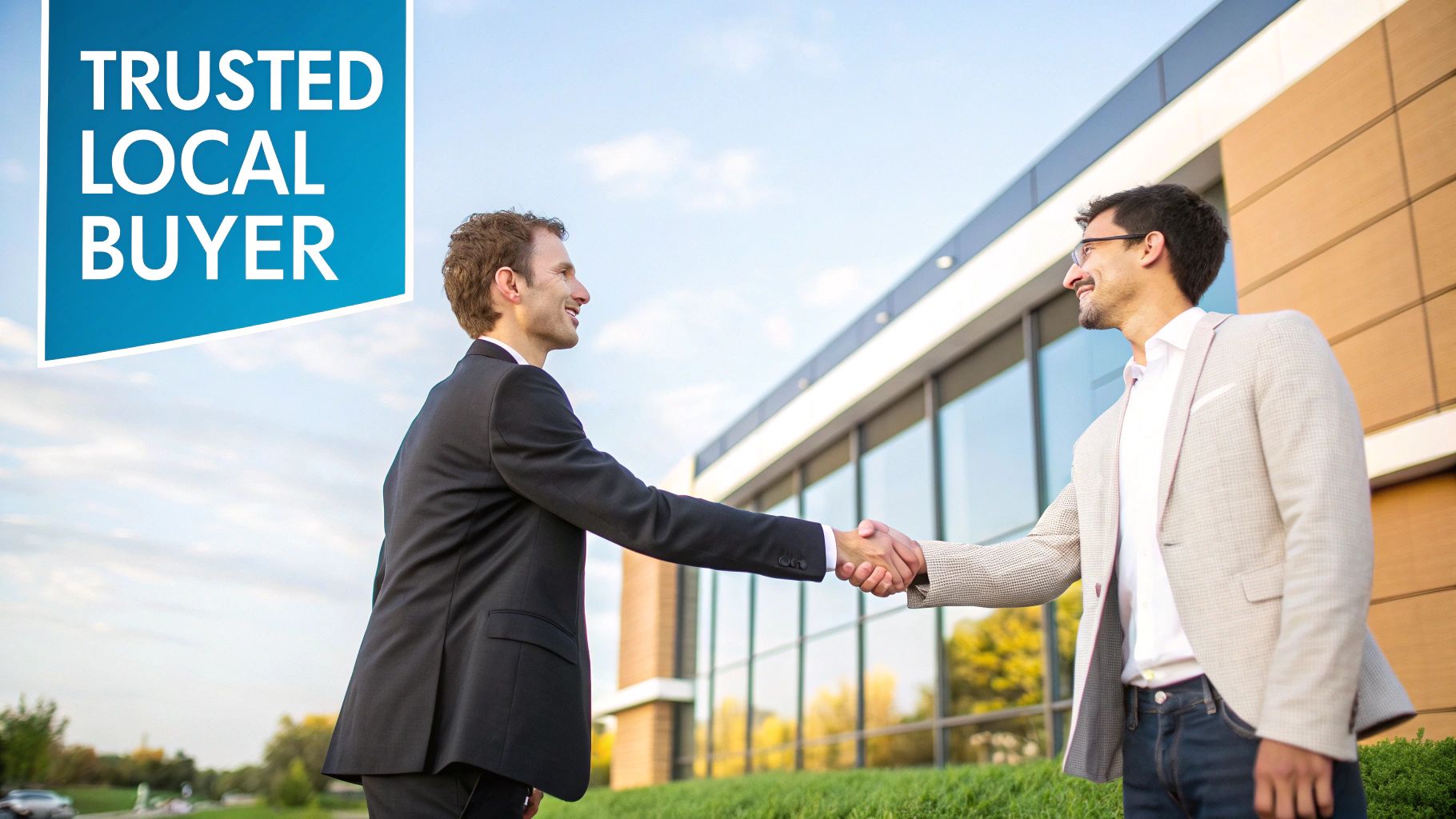 A trustworthy cash home buyer shaking hands with a Pittsburgh homeowner.