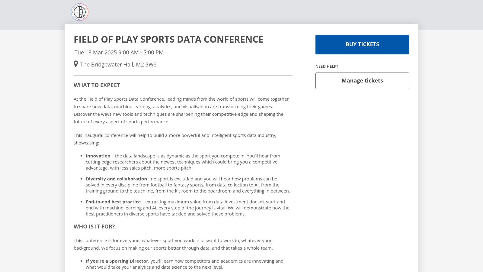 Field of Play Sports Data Conference