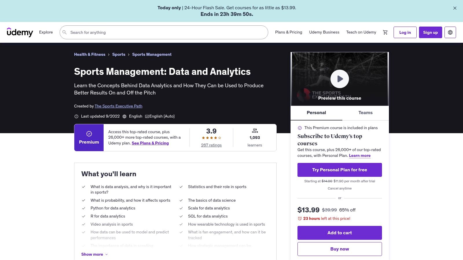 Udemy: Sports Management: Data and Analytics