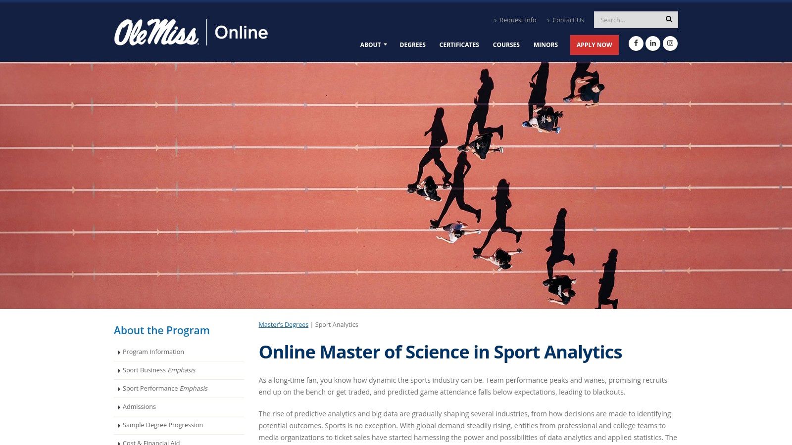 University of Mississippi: Online Master of Science in Sport Analytics