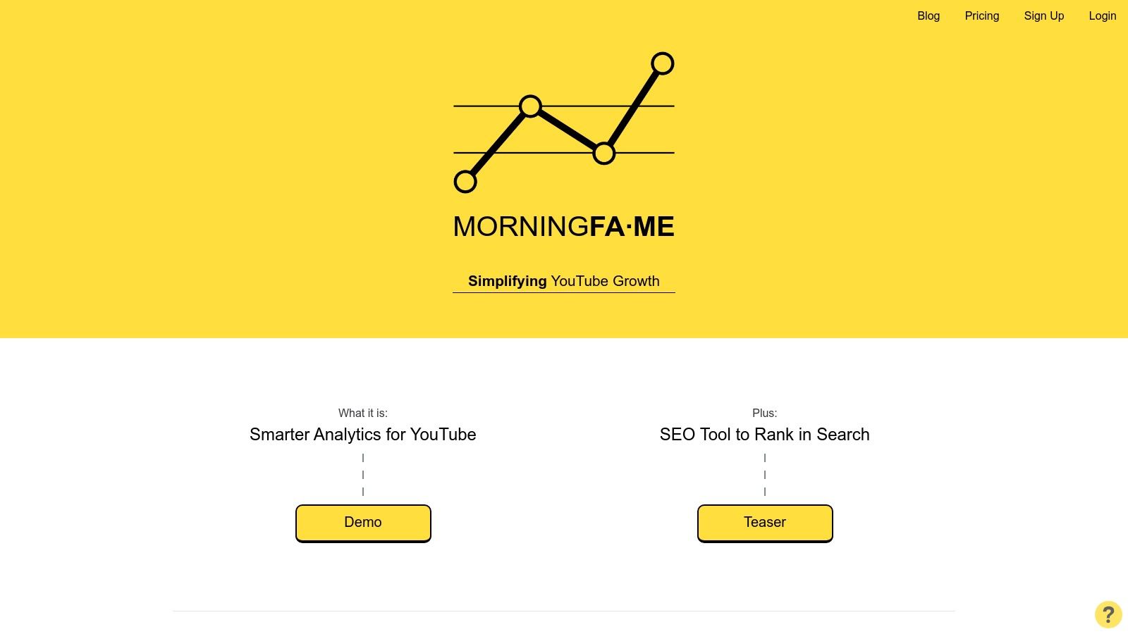 Morningfame dashboard showing keyword research and video performance