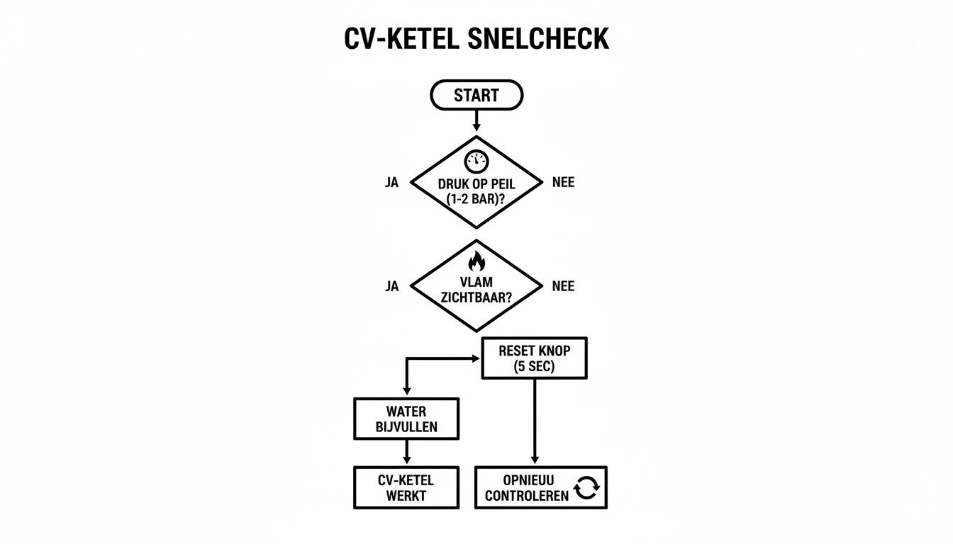 Infographic about cv ketel geen warm water